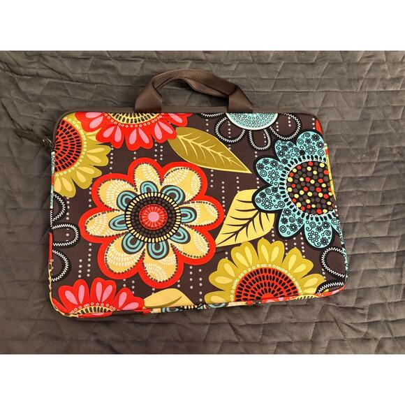 Retired Vera Bradley Neoprene Laptop Cover Case w/ Handles Flower Shower - Picture 4 of 8